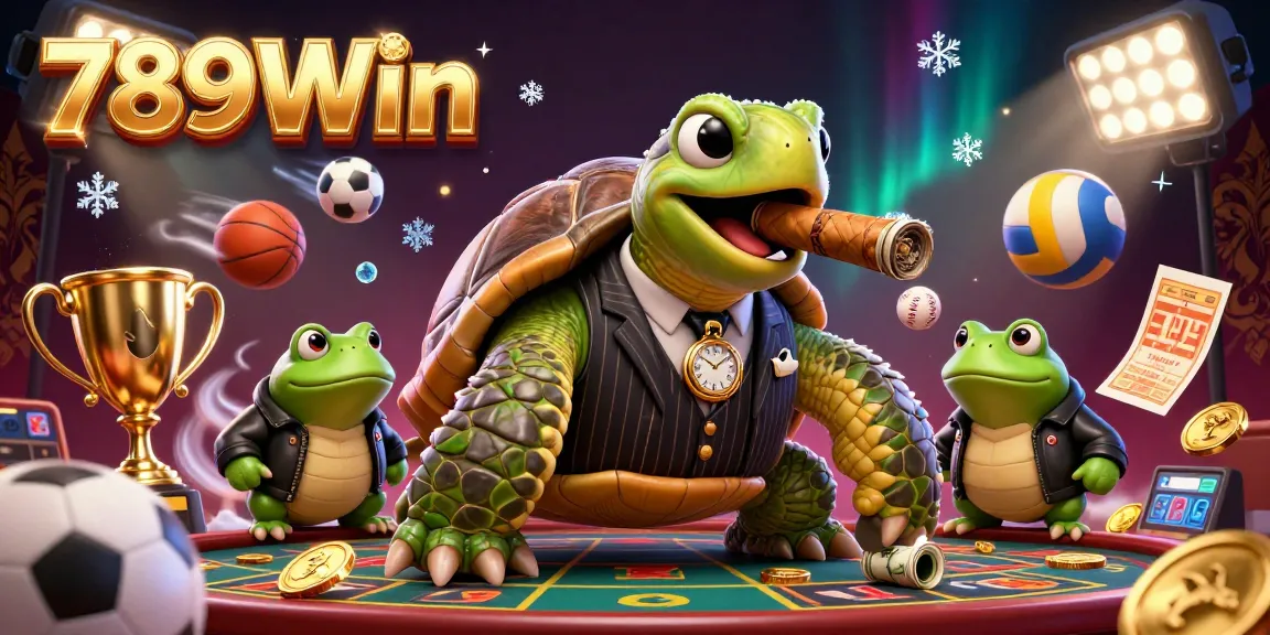 Experience thrilling gameplay with 789Win as a cartoon turtle and bullfrog enforcers bring casino excitement to life.