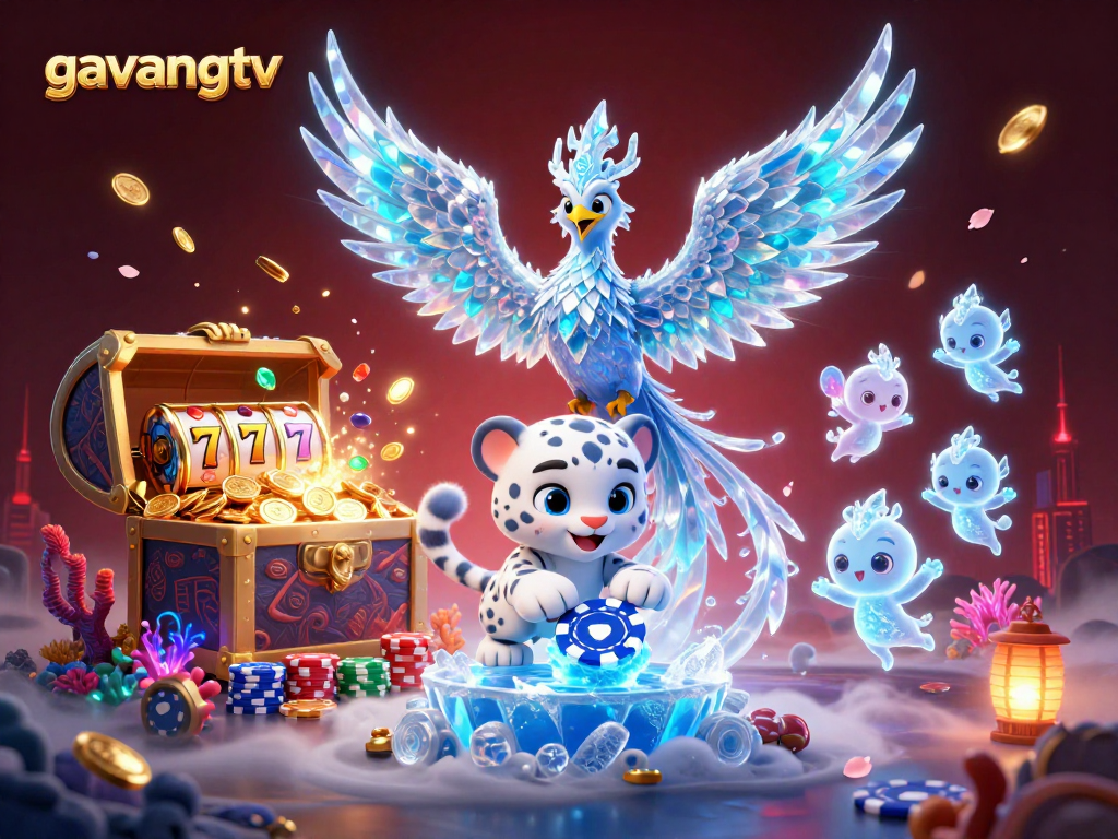 Experience excitement with gavangtv's captivating casino illustration showcasing rich 3D elements.
