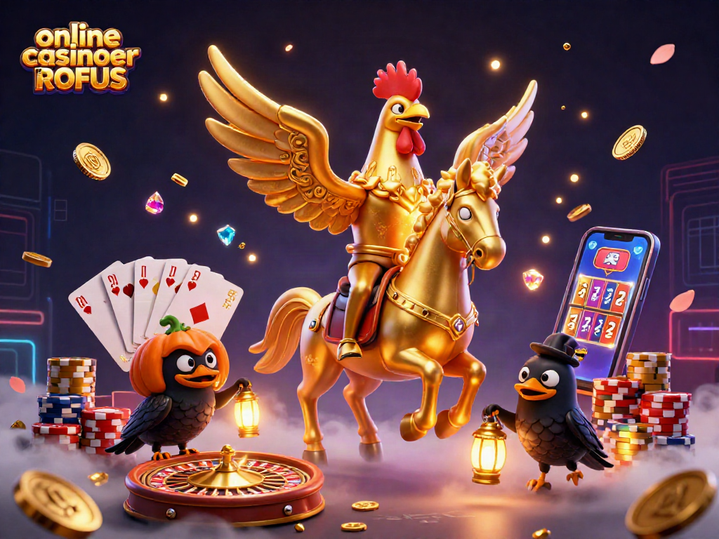 Spin to win on online casinoer uden ROFUS with vibrant 3D casino scene packed with game elements.