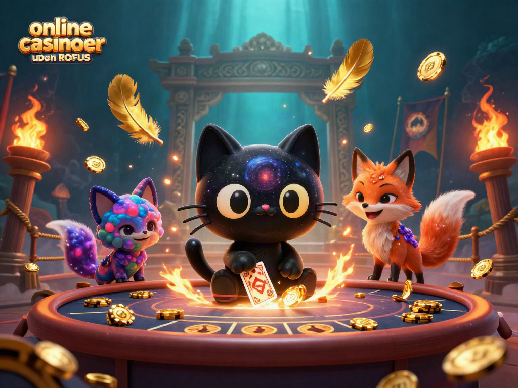 Engage with online casinoer uden ROFUS through an immersive cosmic gaming scene featuring a black hole cat.