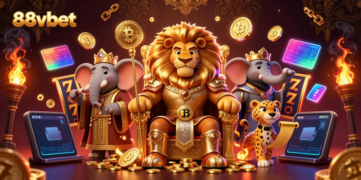 Experience thrilling jackpots with 88vbet featuring a lion king in a 3D live casino illustration.