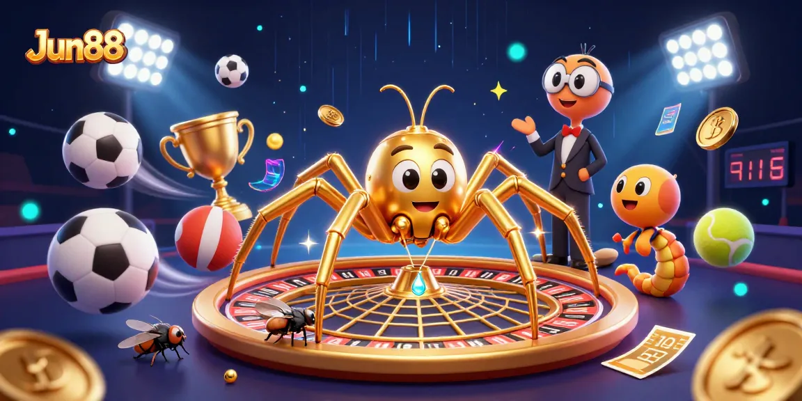 Experience thrilling betting at Jun88 with a golden spider roulette and centipede croupier.