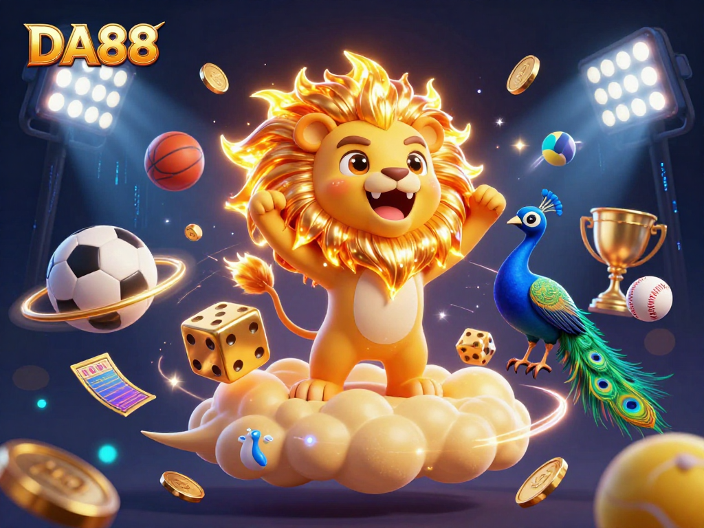 Engage with DA88's exhilarating sports betting scene featuring dynamic elements and vibrant characters.