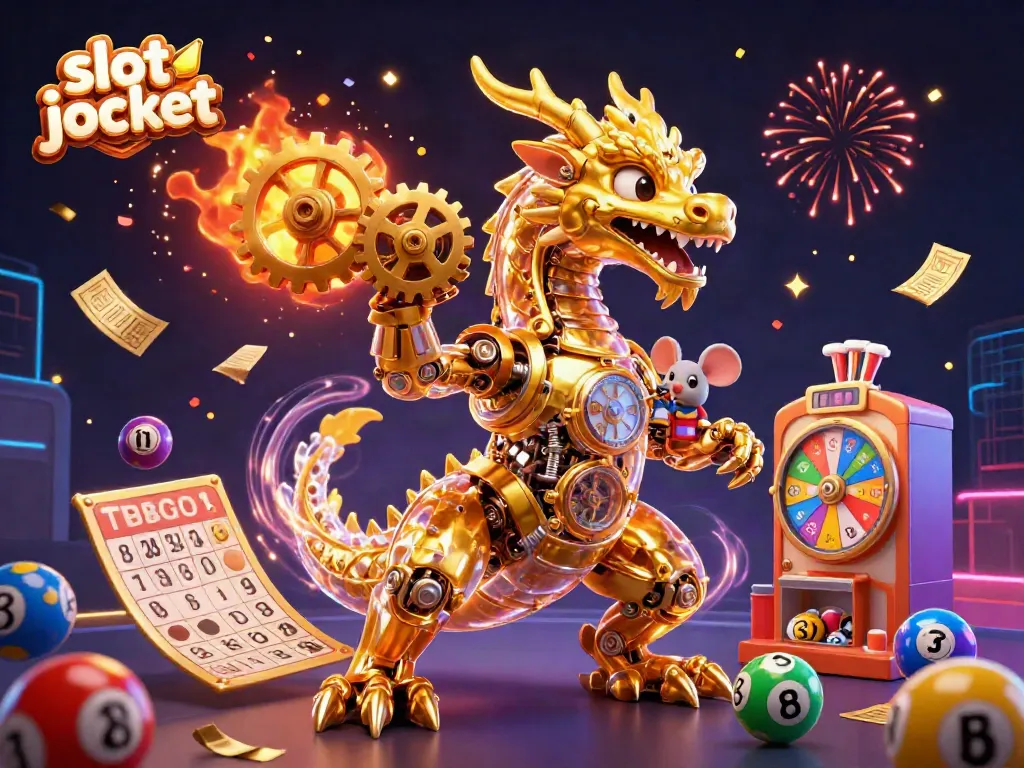 Experience the thrill of hitting a slot jackpot in this vibrant 3D casino scene with dynamic elements.
